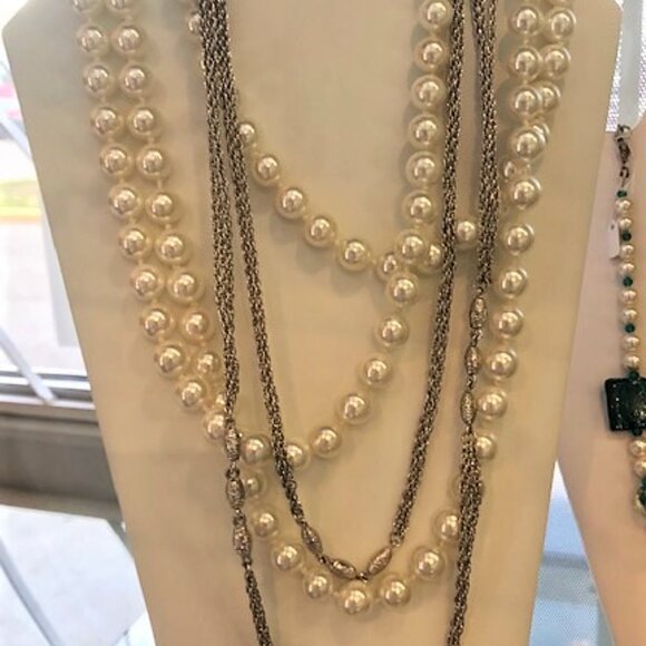 Vintage VENDOME Silver Tone Triple Strand Long Rope Chain Necklace with Brushed - Picture 9 of 10